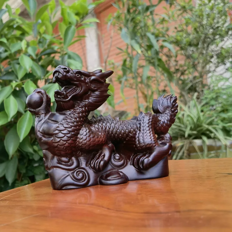 [Zodiac] Blackwood Dragon Ornaments Solid Wood Creative Home Living Room Decoration Hotel Crafts Dragon Playing Beads