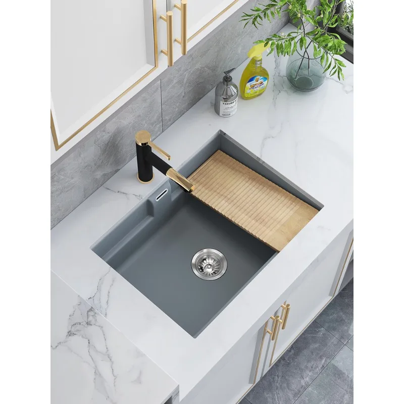 Black balcony ceramic wash basin Undercounter basin Embedded laundry basin with rubbing board