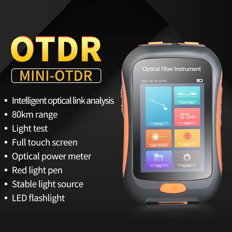 NK2800 Active Fiber Test 1550nm 80Km Optical OTDR Tester Mini Reflectometer with Event Map VFL OLS OPM Touch Screen SC Connector