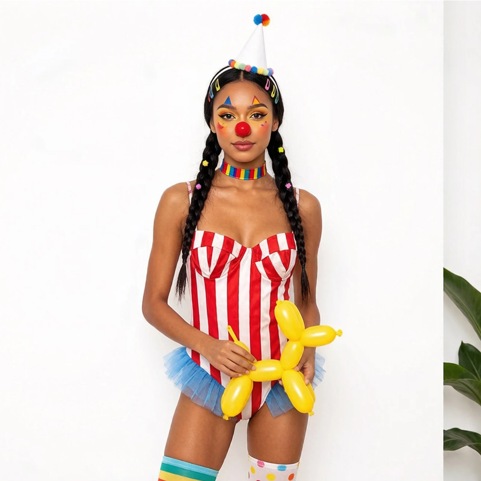 

2026 Fashion Women's Carnival Bodysuit Ladies Sleeveless Stripes Print Leotard Top Playsuit Halloween Cosplay Halloween Costumes
