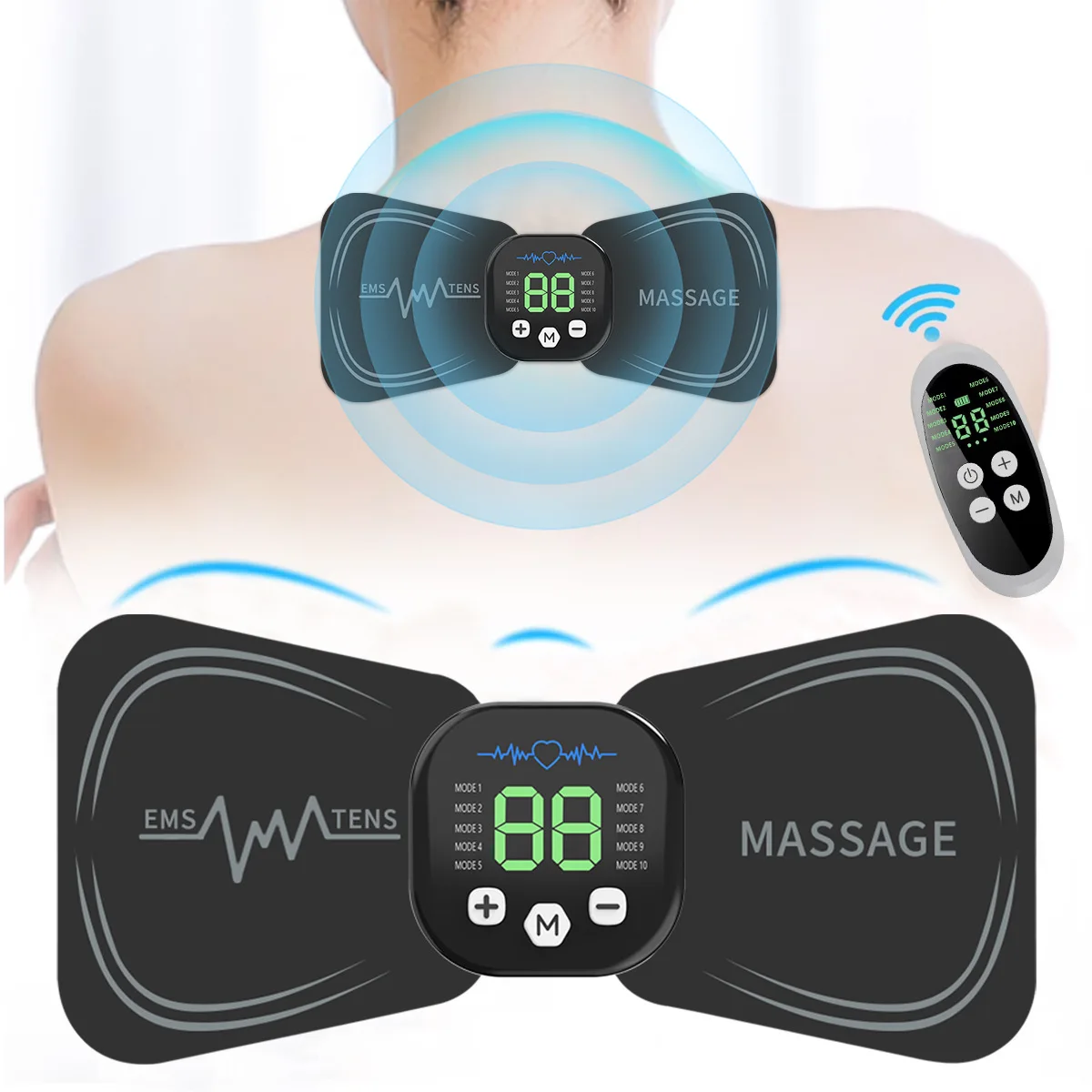 Neck Massager EMS Massager Rechargeable Massager - Mini Portable Pulse Muscle Relaxation Device for Shoulder Back Full Body