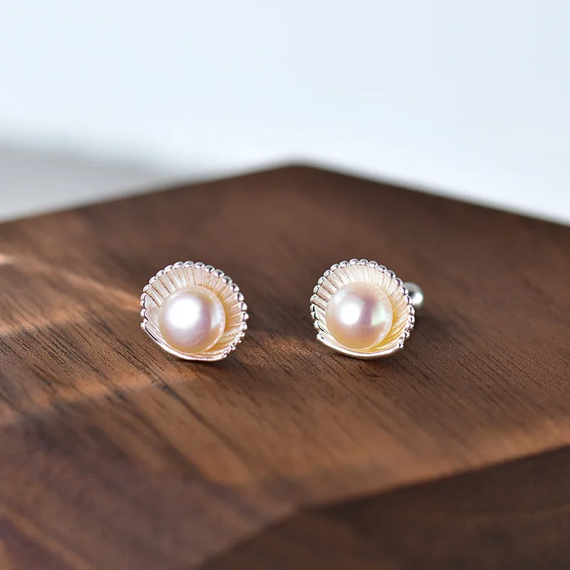 BF CLUB 925 Sterling Silver  Earrings For Women Trendy Pearl Shell Earring Jewelry Prevent Allergy Party Accessories Gift