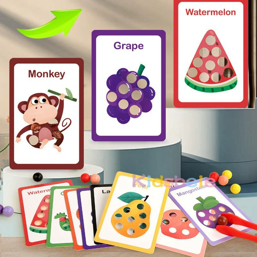 Clip Auf Perlen Holz Perle Farbe Sortierung Spielzeug Cartoon Passenden Brettspiel Frühes Lernen Mathematik Pädagogisches Spielzeug Für Kleinkinder