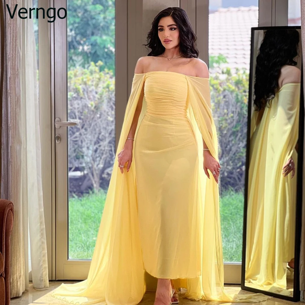 

Verngo Prom Dress Strapless Chiffon Off Shoulder Evening Party Gown Saudi Arabia Women Formal Occasion Gown Vestidos De Noche