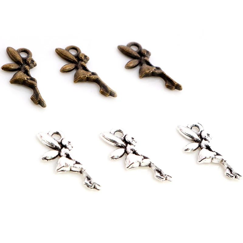 19x8mm 40pcs Antique Silver Plated Angel Gold colors Girl With Wings Handmade Charms Pendant:DIY for bracelet necklace