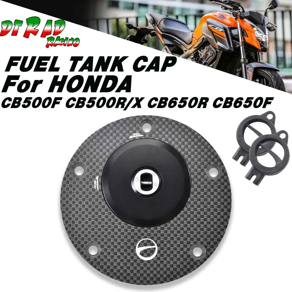 Carbon Fiber Fuel Filler Cap For HONDA CB500F CB500R/X CB650R CB650F CB1100 Key Open Lightweight Gasoline Tank Cap Locking