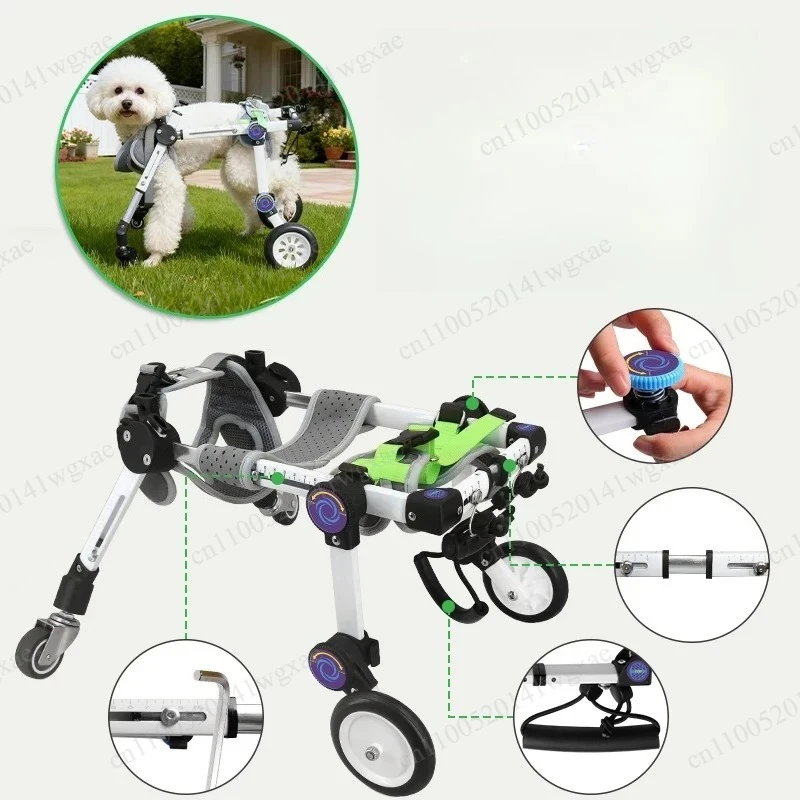 

Metal Pet Walker Cart, Foldable Adjustable 4-Wheel Dog Wheelchair