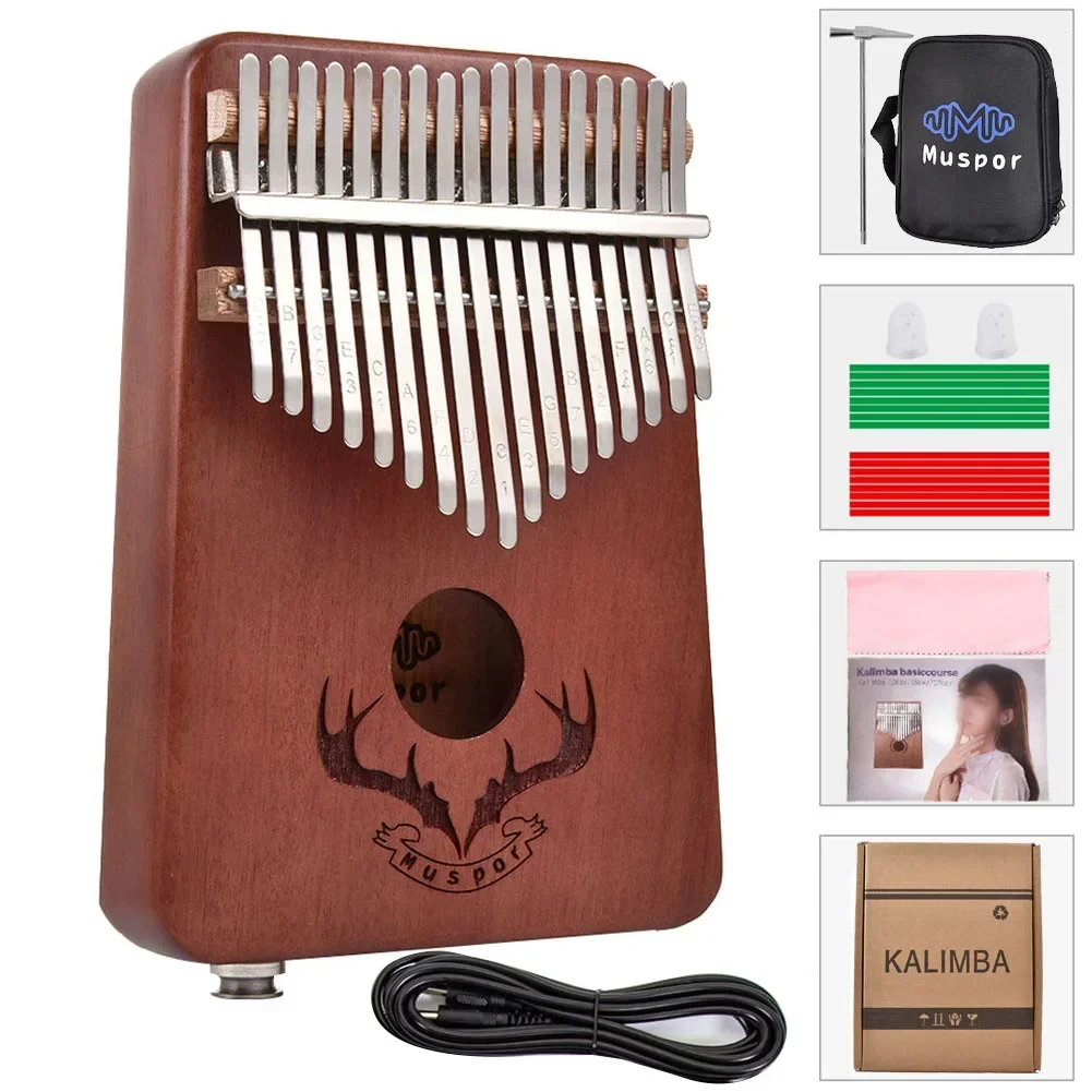 Brand New EQ Kalimba 17key Kalimba Pickup Thumb Piano With Bag Yellow/Brown/Blue 17 Key Cable Tuner For Beginner