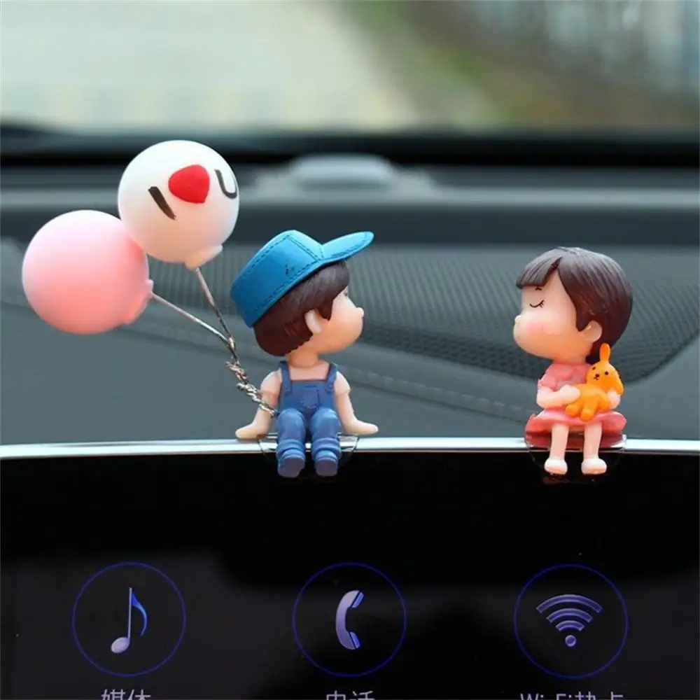 Car Decoration Car Air Outlet Clip Cute Cartoon Couples Action Figure Balloon Ornament Auto Interior Dashboard Car Accessories