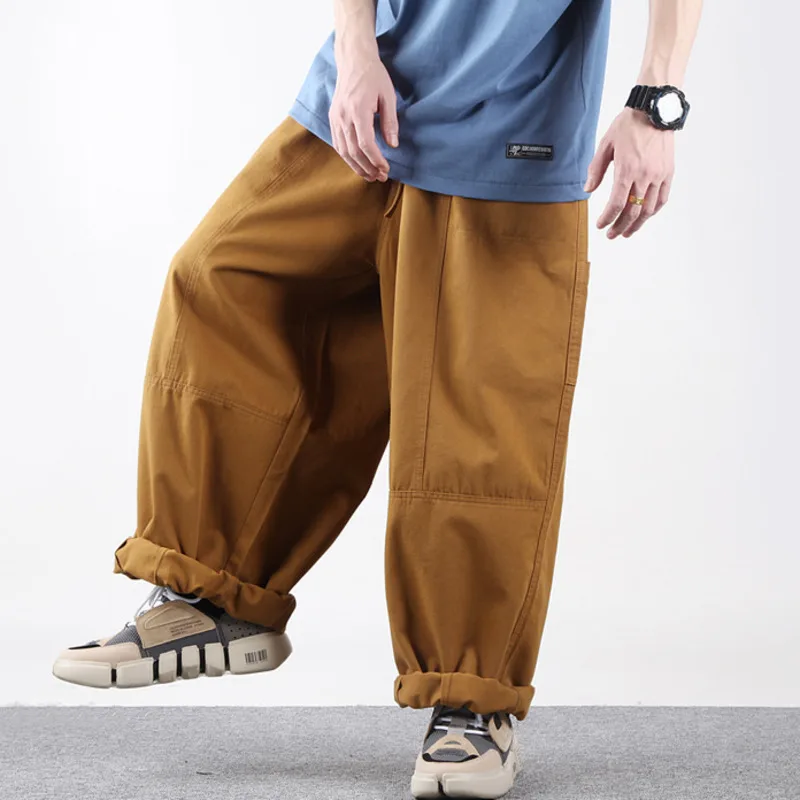Men\'s Four Seasons New Style Cityboy Japanese Retro Work Pants Loose and Versatile Wide Leg Pants Amikhaki Casual Pants NP8056