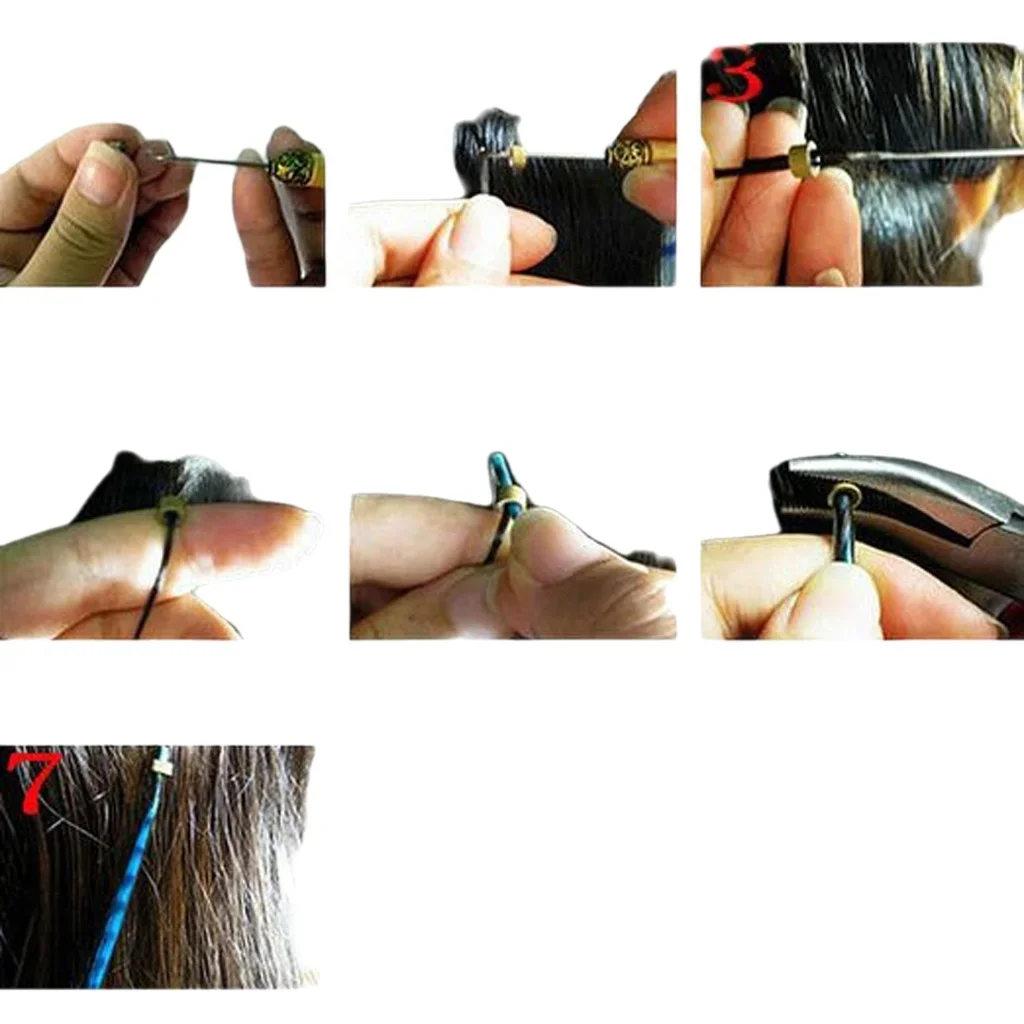Hair Extensions Beads Tools Kit - Micro Pulling Needle Wood Hair Hook with Tongue & Hair Crochet Hook for Professional Stylists