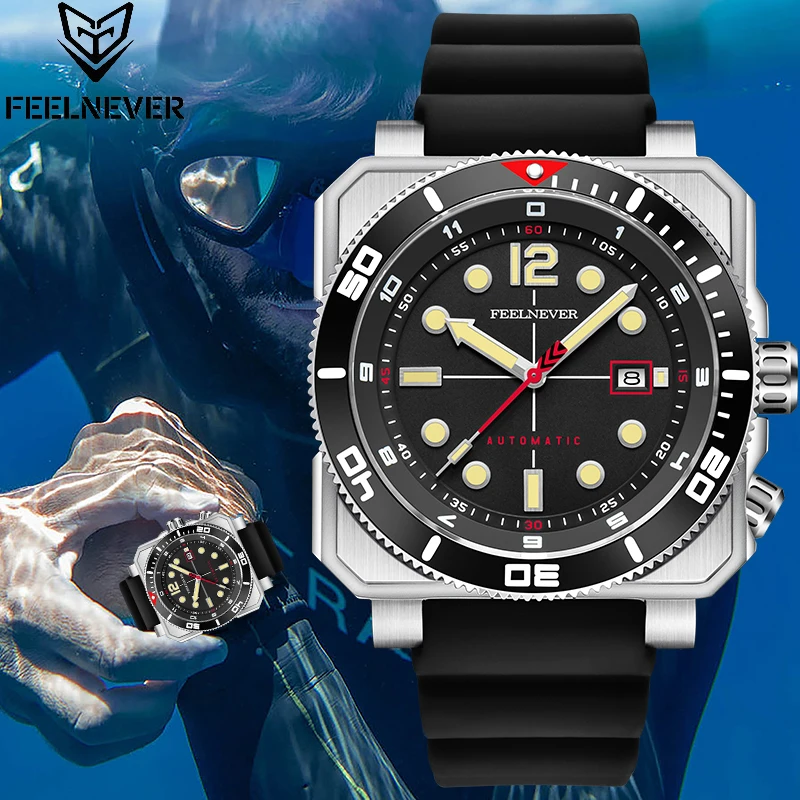 FeelNever Herrenuhr mit automatischer Bewegung, lässig, 316L-Edelstahl, Japan, MIYOTA 8215, mechanische Uhren für Herren, 300 m wasserdicht