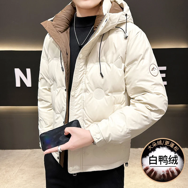 High Quality Men's Hooded Duck Down Jackets Winter Loose Warm Puffer Coat Youth Streetwear Plus Size M-5XL Padded Parka Clothing