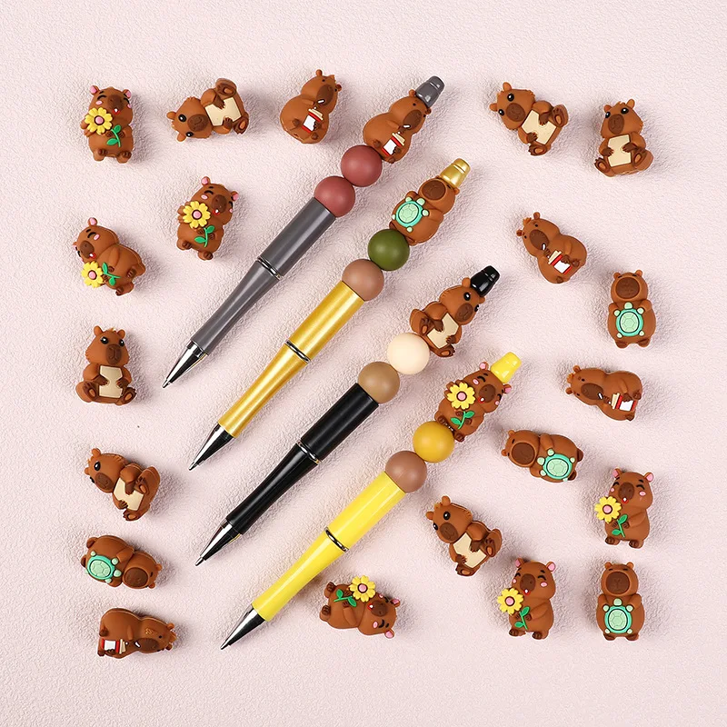 8Pcs Silicone Beads Food Grade Capybara Beads Teether Bead For Jewelry Making DIY Pacifier Chain Necklace Bracelet Beaded Pen