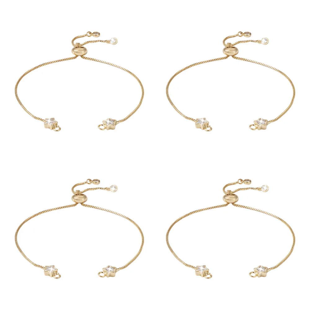 10pcs Adjustable Rhinestone Brass Slider Bracelets Long-Lasting Plated Charm Link for Women Bracelet Jewelry Making Accessories