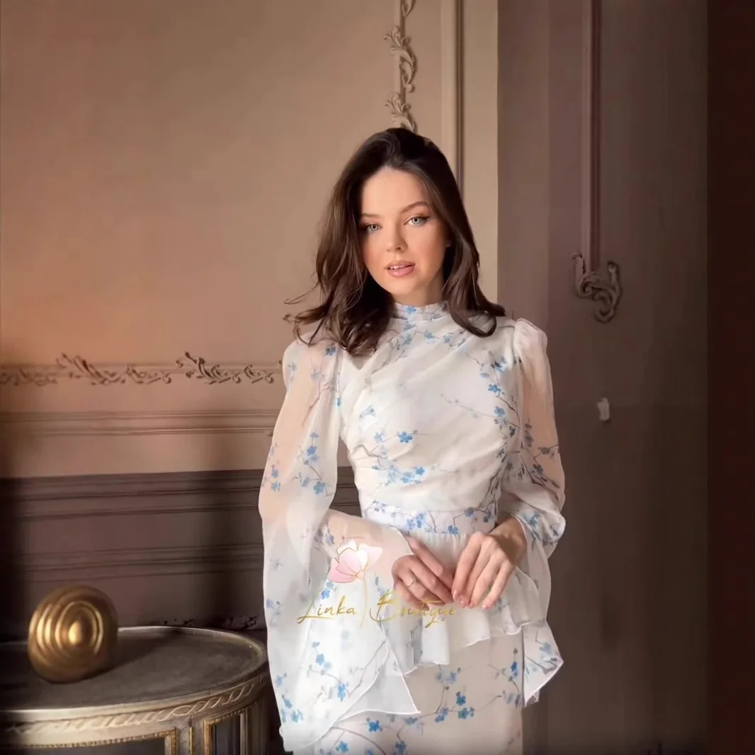 

Spring And Summer New Style High-end Elegant Floral Print Waist-cinching Top And Skirt Set With Floral Embellishments Elegant