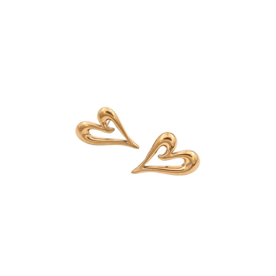 lava heart earrings heart-shaped earrings plated with real gold color-protecting earrings wholesale couple accessories