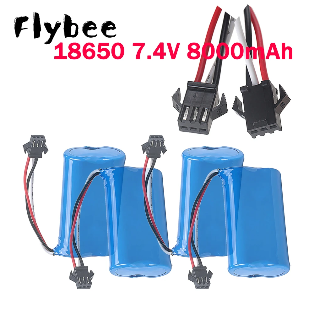 8000mAh 7.4V Li-ion Battery For MN82 MN128 MN78 LC79 Watch Gesture Sensing Twisted RC Stunt Car Battery 2S 18650 20C SM-3P Plug