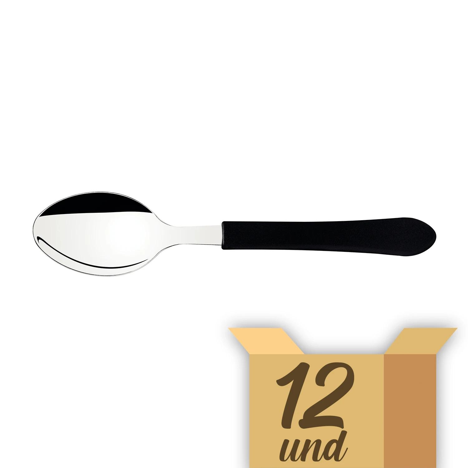 INOX LEME BLACK TABLE SPOON BOX 12 PCS TRAMONTINE