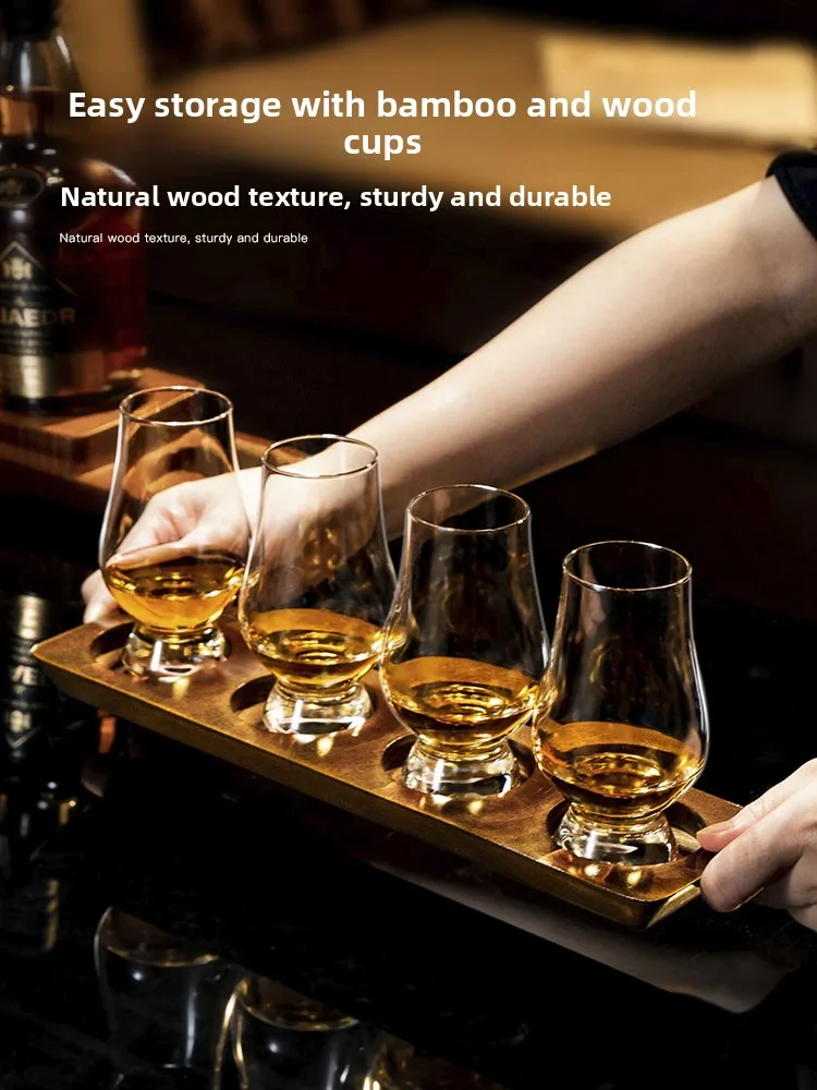 Tulip Whiskey Glasses Set Crystal Glass High End Tasting Cups with Stand for Home Use European Style Pure Color Beverage Tools