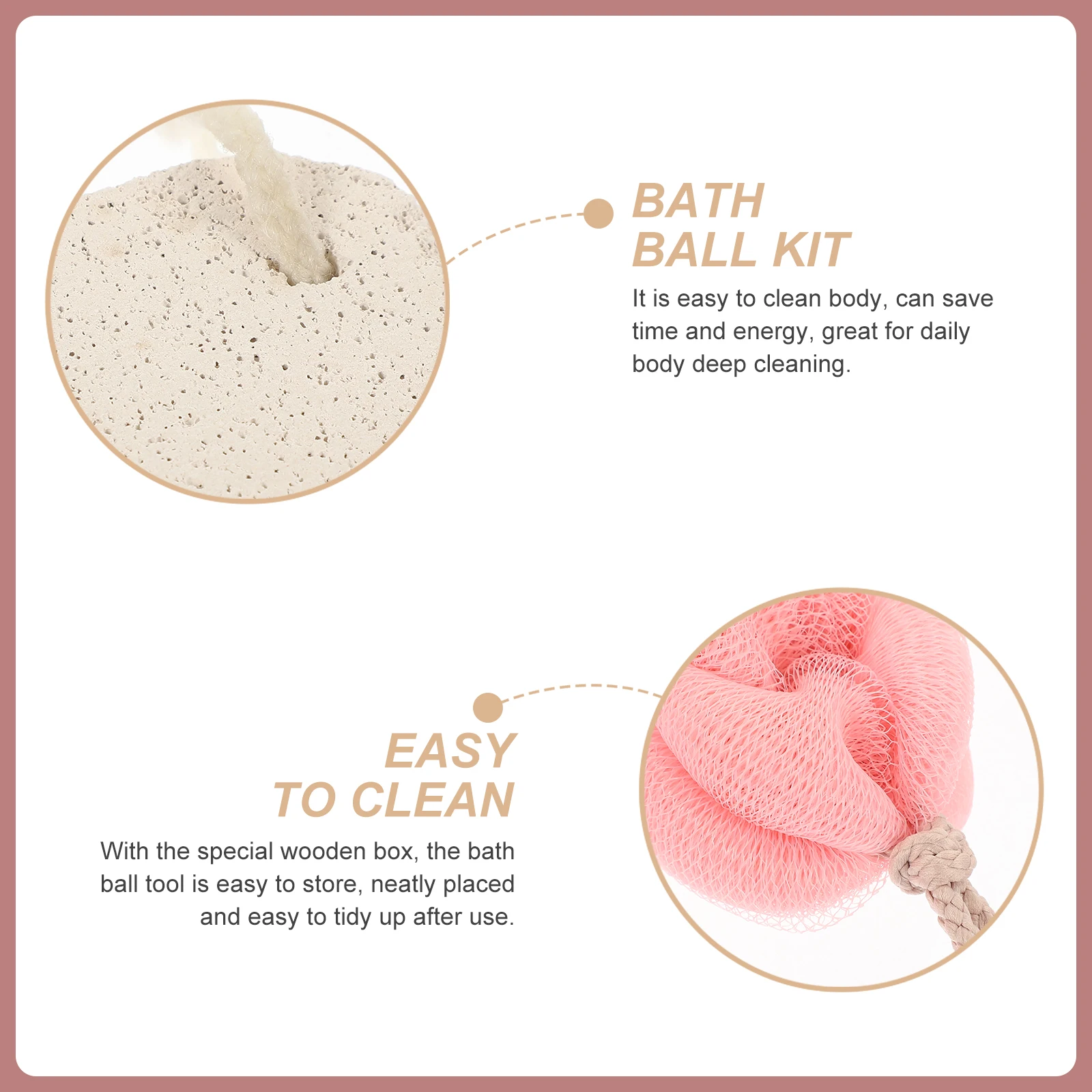 

1 set Bath Set Scrubber Pumice Stone Foot Cleaning Tool Bath Ball Kit Exfoliating Body Cleaning Tool Gloves Wooden Box Storage