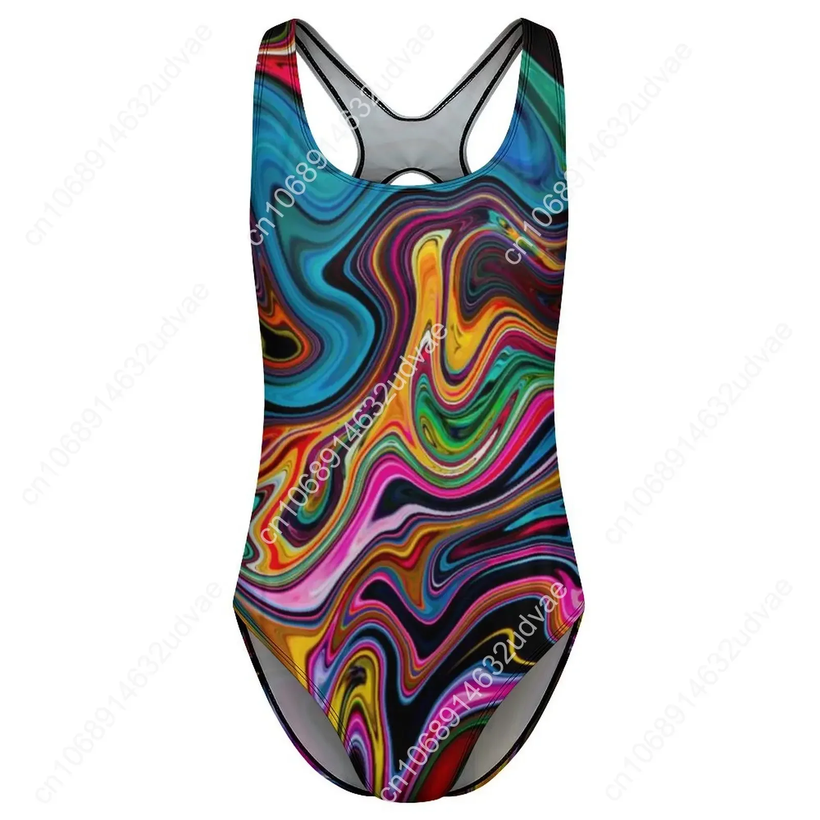 Strój kąpielowy z efektem płynnego marmuru, abstrakcyjny wzór w paski, push-up, jednoczęściowy, idealny na wakacje, do basenu, seksowny kombinezon plażowy.