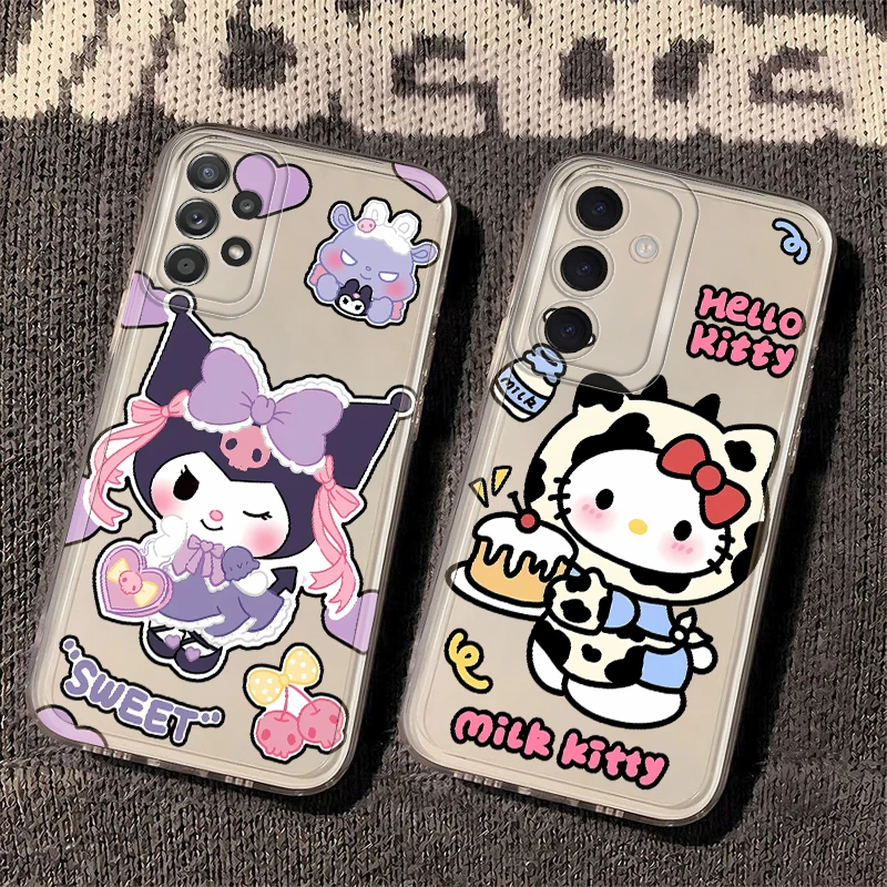 Bonito sanrio kuromi capa de telefone macio para samsung galaxy a36 a13 a33 a25 a56 a73 a54 a34 a35 a15 a26 a24 a55 a23 a14