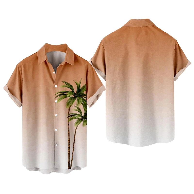 Einfache Kokosnuss baum 3d gedruckt Hawaii Hemden für Männer Kleidung lässig Urlaub Herren Blusen Streetwear Revers Bluse Knopf Tops