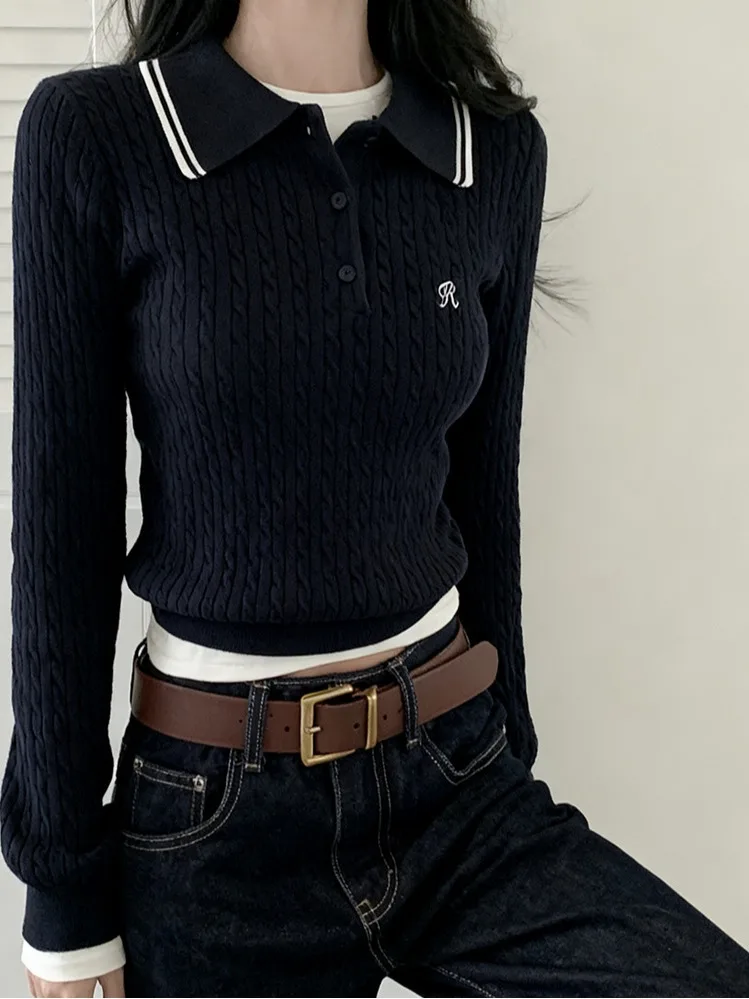 

Autumn Winter Women's Ne Knitted Sweater Long Sve Twist Design Slim Fit Sli Inner Wear Casual Faion Korean Sle