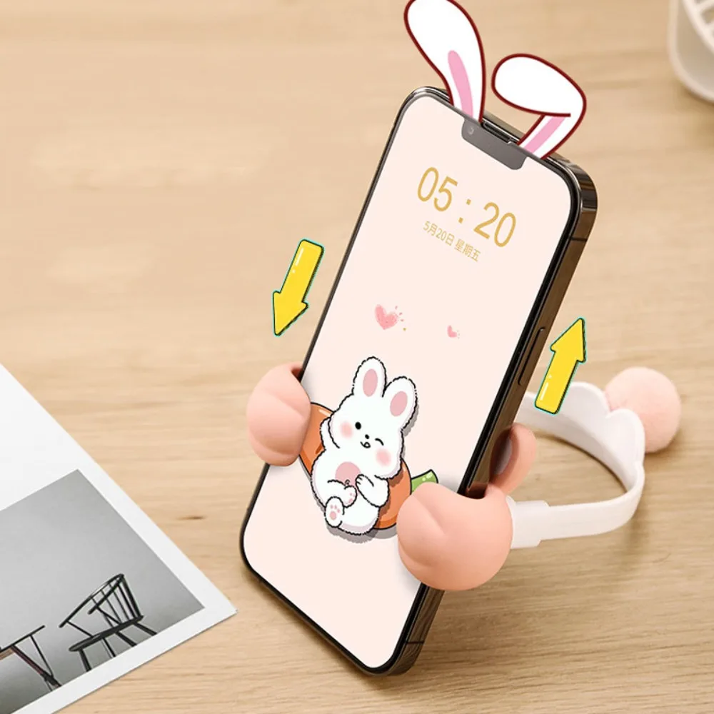 Pink Rabbit Universal Phone Stand Lazy Bracket Thumbs-up Mobile Phone Holder Desk Holder Cute Mobile Phone Bracket Girl Gift