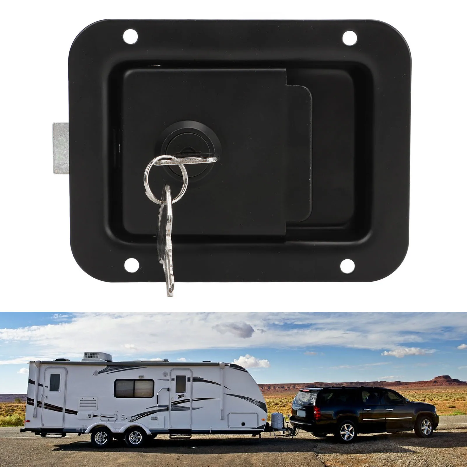 

Trailer Toolbox Door Lock Black High Hardness Paddle Handle Locking Rugged for Trucks