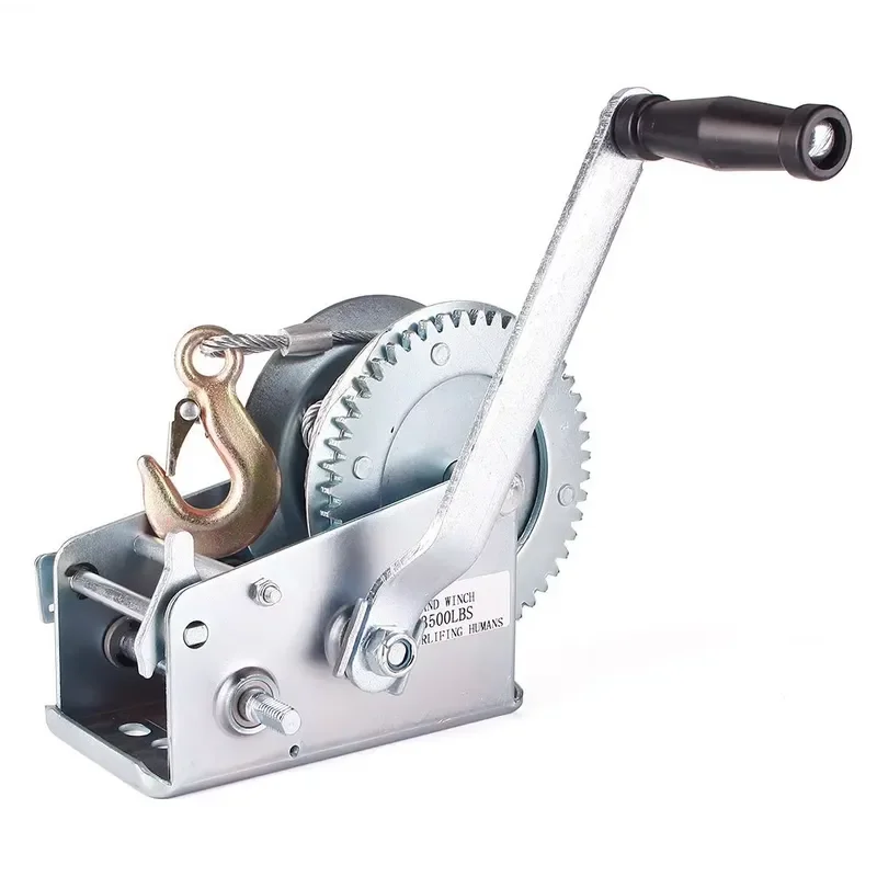 600lb Stainless Steel Hand Winch with Wire Rope Small Portable Manual Cable Puller for Boat Trailer Camping Outdoor Heavy