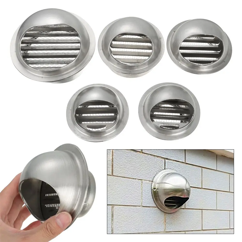 Stainless Steel Exterior Wall Ceiling Air Vent Various Size Ducting Ventilation Exhaust Grille Cover Vents Waterproof Cap