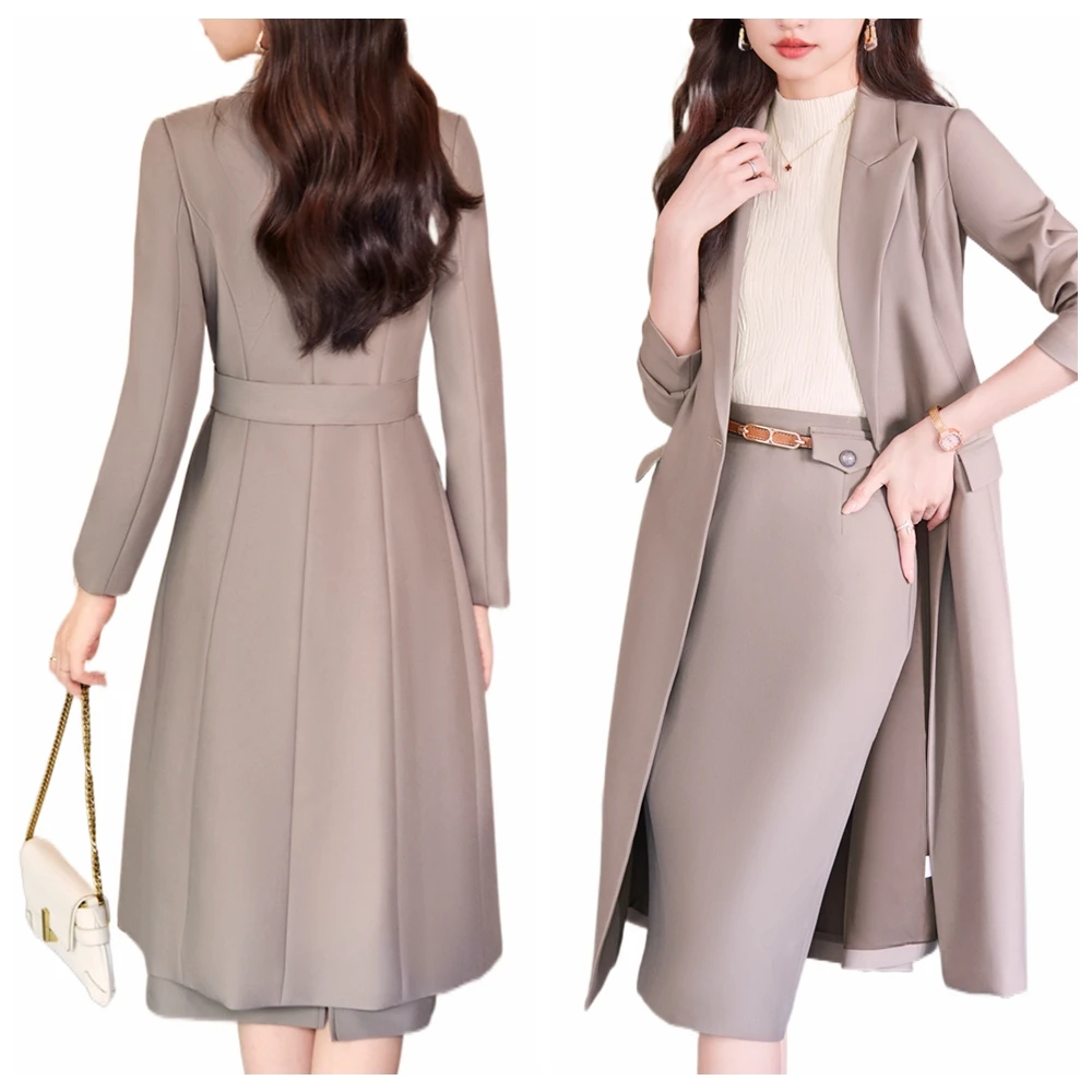 Windbreaker and Skirt Suit for Women, Blazer Skirts Suit, High End Fabric Quality Office Uniform, Jacket and Skirts 2-Piece Set