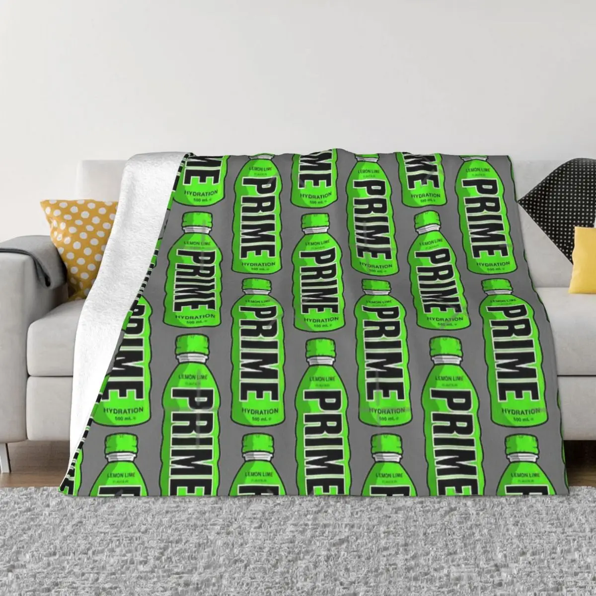 

Prime Hydration Lemon Lime Blankets P-Prime Sports Drink Throw Blanket Hydration Bottle Flannel Bedspread Couch Sofa Bed Cover