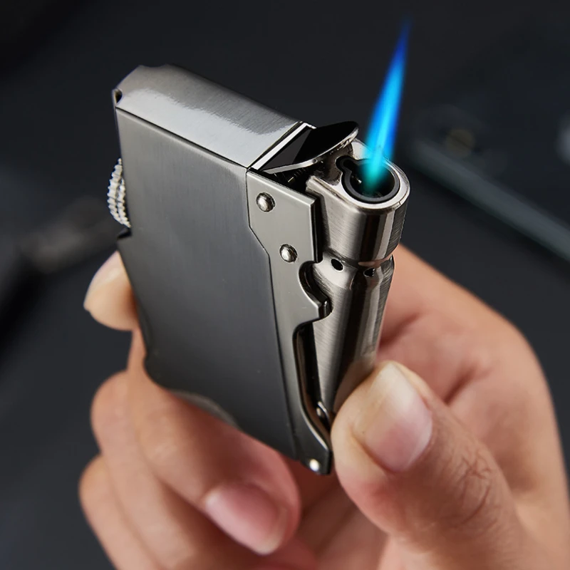 2024 New Portable Metal Windproof Cigar Lighter Gift Butane Gas Lighter Unusual Torch Lighter Smoking Accessories