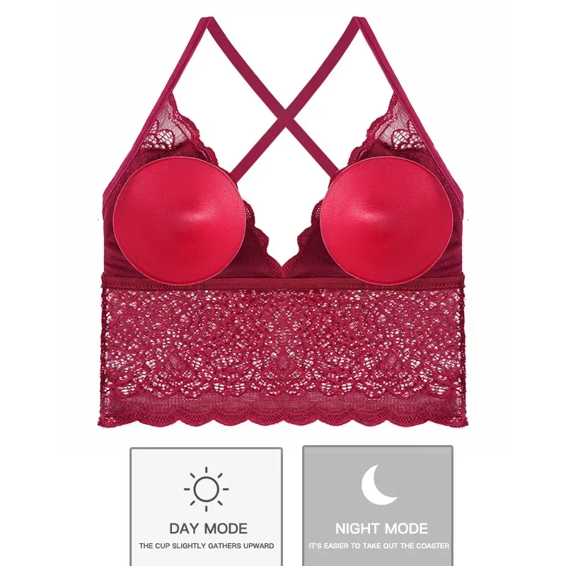 Reggiseno imbottito per la schiena da donna, reggiseno a tubo in pizzo, intimo donna, lingerie sexy in pizzo, vestiti intimi, top a tubo bianco, bralette per ragazza