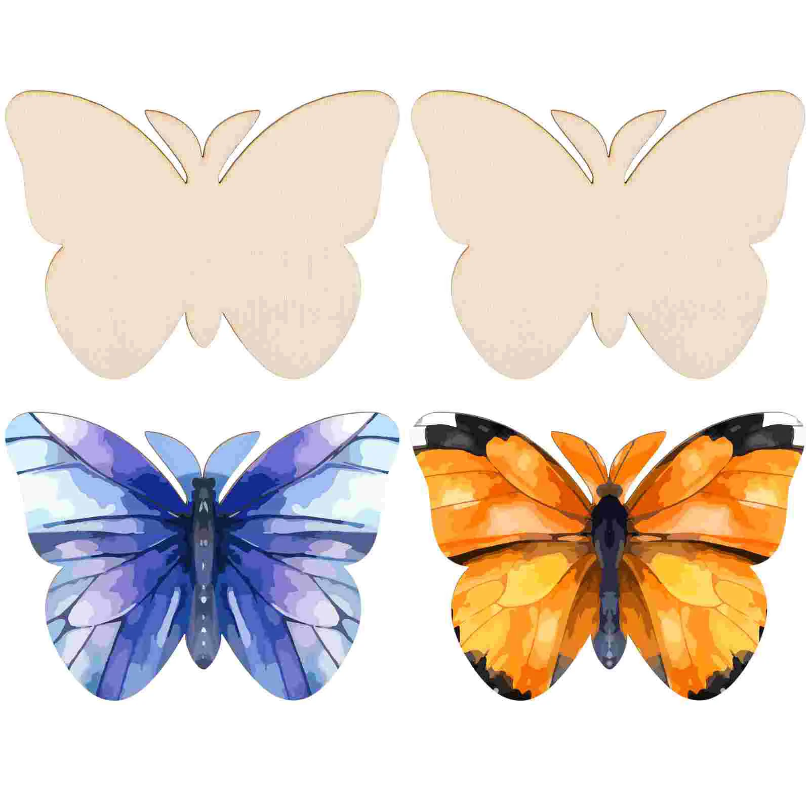 

40 Pcs Butterfly Paper Cutouts Ornaments Wood Slice Unfinished Butterflies Wooden