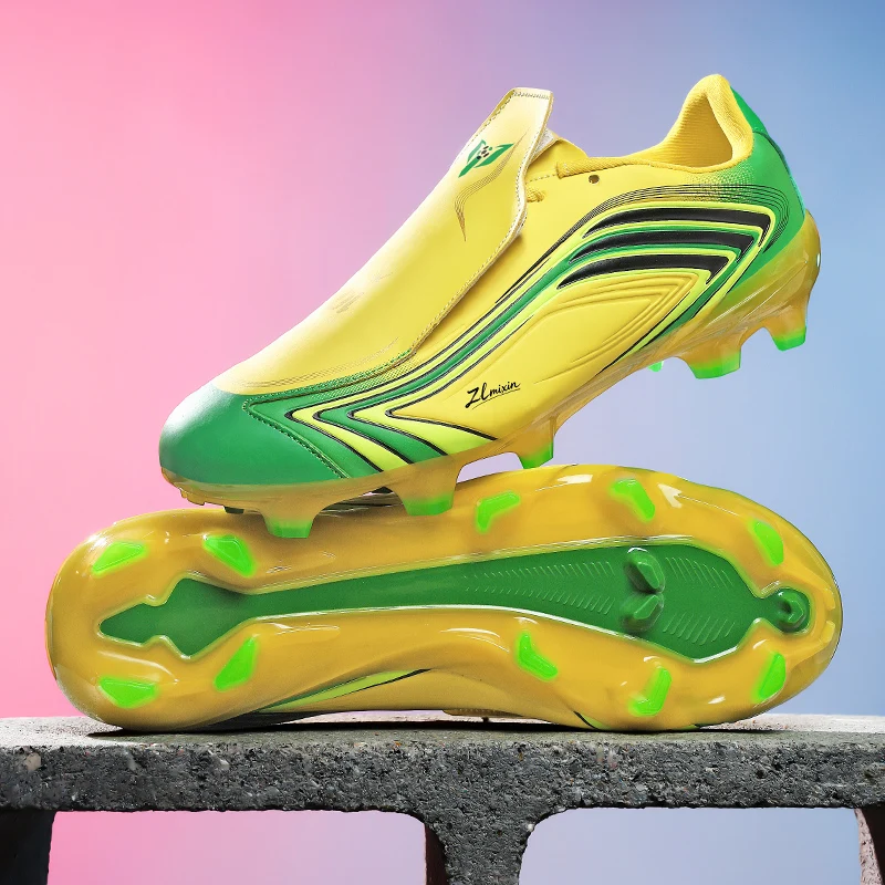Low Top New Men FG Long Spikes Soccer Cleats Football Boots Anti-slip Ultralight Outdoor Natural Grass Training Match Shoes