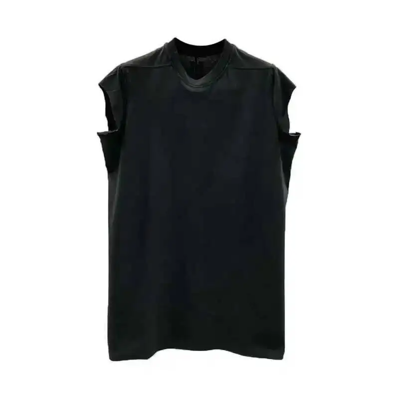 HKSH Summer New Men\'s Tide Dark Cotton T-shirt Classic Large Size Loose Ragged Edge Solid Color Tank Tops Chic Punk Vest HK2022