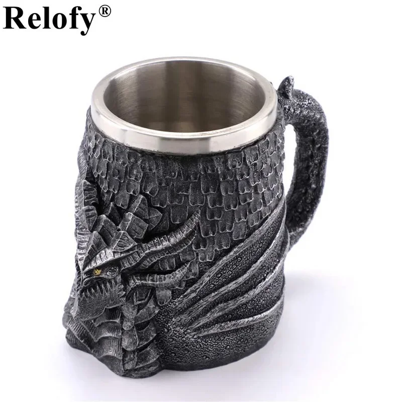 600ml Creative Retro 3D Faucet Stainless Steel Double-wall Coffee Mugs Resin Crafts Beer Cup Coffee Cup Juice Milk Mug Drinkware