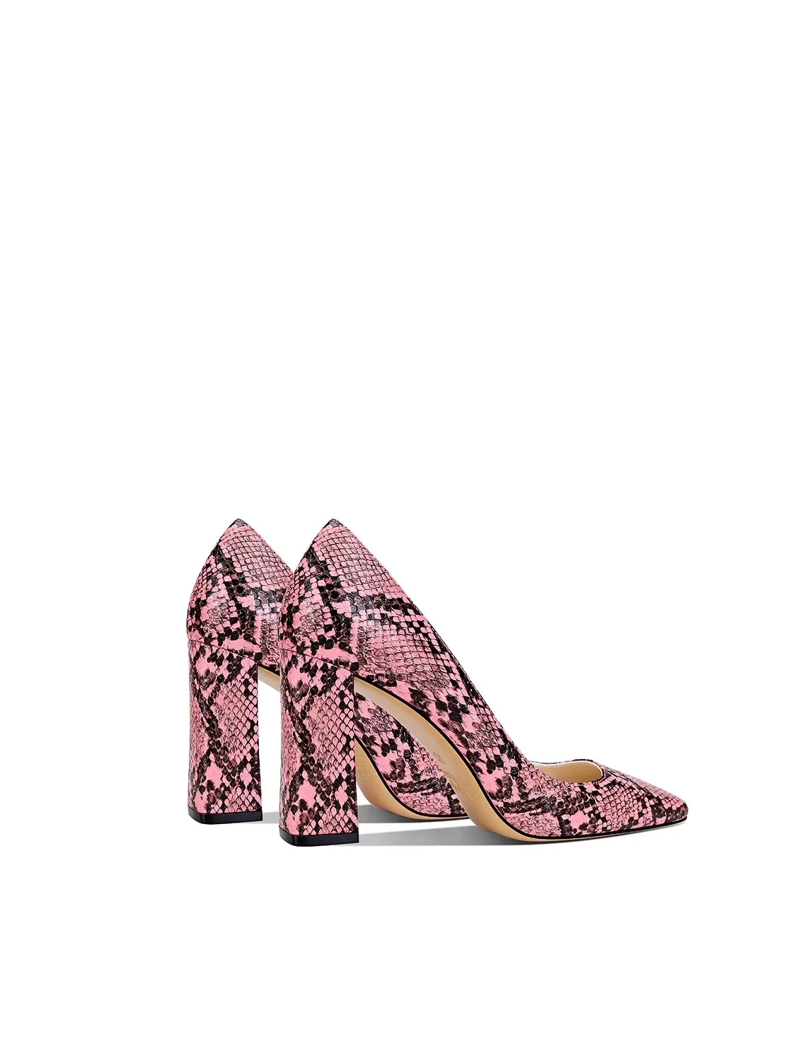 Spring new square toe shallow snake pattern leather sexy thick-heeled shoes banquet large size small size high-heeled women shoe