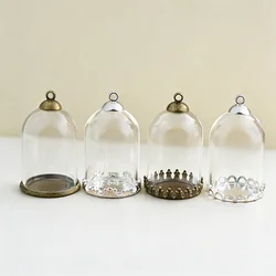 10 Uds 30*20mm tubo hueco botella de vidrio ajuste Base cuentas tapa conjunto colgante de vidrio botella de vidrio accesorios de joyería DIY