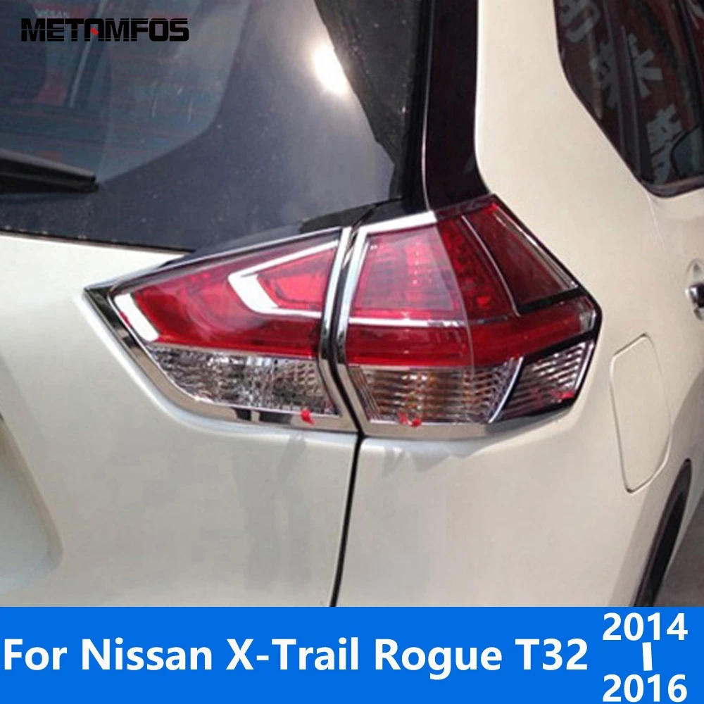 For Nissan X-Trail X Trail Rogue T32 2014 2015 2016 Chrome Rear Light Lamp Cover Trim Taillight Frame Protector Car Accessories