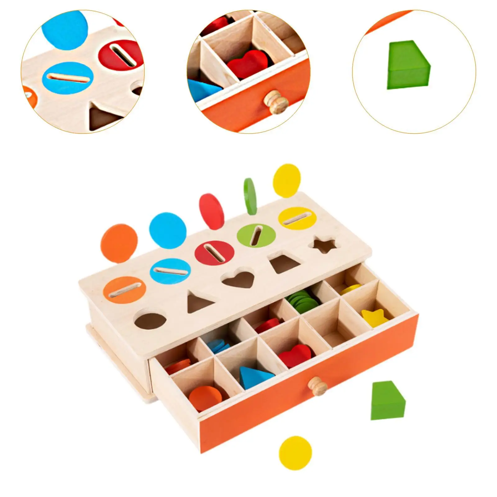 Drewniana skrzynka edukacyjna do sortowania kształtów i kolorów, zabawka edukacyjna rozwijająca motorykę małą, gra do dopasowywania kształtów i kolorów dla niemowląt, małych dzieci i dzieci.