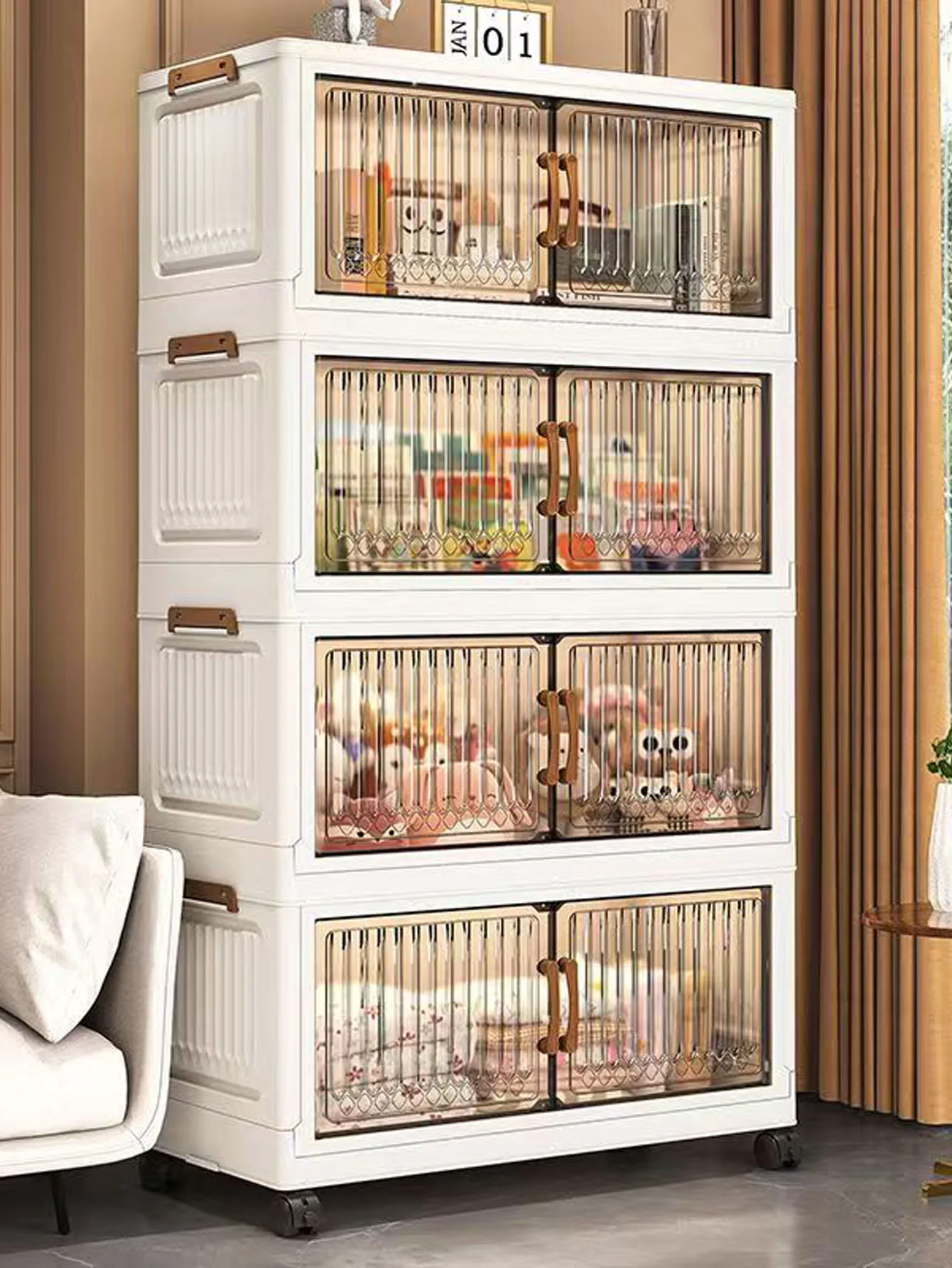 Foldable Baby Clothes Storage Cabinet Multi-Layer Plastic Organizer for Bedroom No-Install Simple Wardrobe for Infant