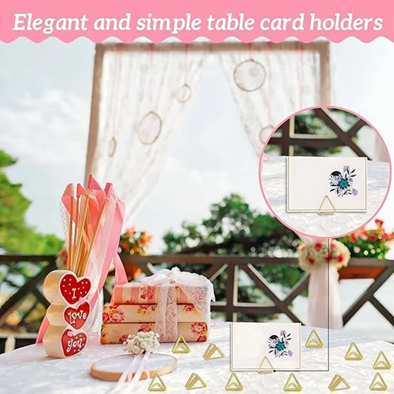 60 個の席札ホルダー三角形テーブルカードホルダー写真画像ホルダースタンドクリップ