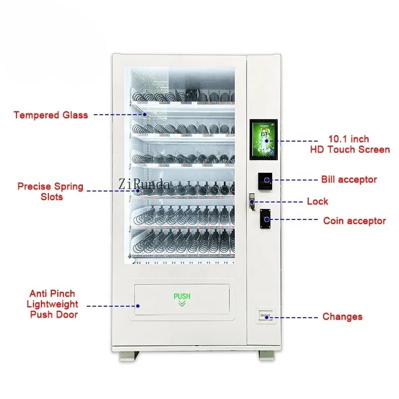 With 10.1-inch touchscreen, MDB cashless payment, suitable for snacks and dry goods