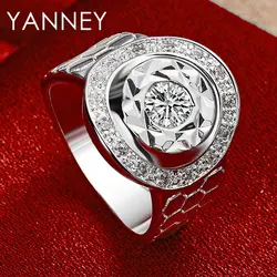 925 Sterling Silver 7-10# Beautiful Zircon Rings Men Women Wedding Party Engagement Jewelry Accessories