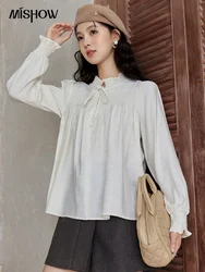 MISHOW Women French Long Sleeve Blouse Temperament Design Ruffle Collar Blouse 2024 Fall Fashion Elegant New Shirt MXD47X1692